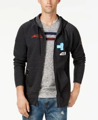 $105 American Rag мужской серый длинным рукавом нашивка пуловер толстовка с капюшоном размер M - Изображение 1 из 2