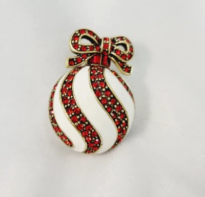 Heidi Daus "Sweet Swirl" Crystal & Enamel Ornament Pin Brooch Gold Tone #16 - Image 1 of 3