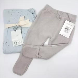 Confezione Coperta E Piedi Neonato Elegante Cotone Biologico Nuova Con Etichetta - Foto 1 di 13