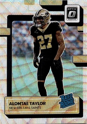 2022 Panini Donruss Optic Premium Wave Holo Prizm RC /300 #300 Alontae Taylor - Image 1 of 3