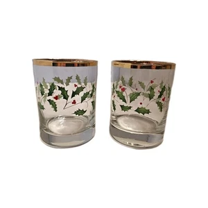 Lote de 2 vasos Lenox HOLIDAY (Dimensión) NAVIDAD 10 oz borde dorado - Imagen 1 de 4