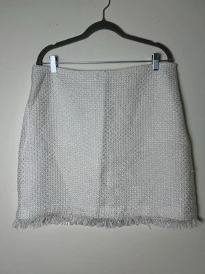 Falda Grace Elements para mujer 14 antigua crema texturizada tejida acrílico flecos carrera Foto 1 de 4