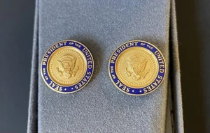 President Ronald Reagan Manschettenknöpfe Gold Blau Kobalt - Bild 1 von 4