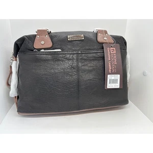 Neu mit Etikett Stone Mountain schwarze Leder-Schultertasche lang Strand Reißverschluss RTL 169 $ - - Bild 1 von 8