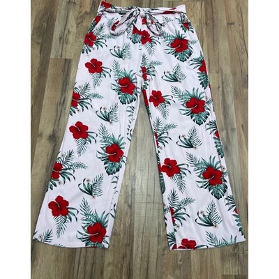 Guess floral pants pink/red Sz L viscose/rayon - Image 1 of 4
