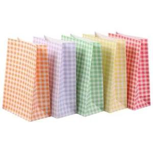 Gingham Paper Treat Bags 5pk - Picture 1 of 8