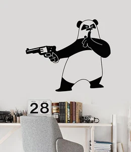 Vinyl Wall Decal Funny Cartoon Criminal Panda Bear With Gun Stickers (2180ig) - Picture 1 of 3