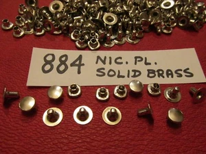# 884 S DOT SPEEDY RIVETS SOLID BRASS Nickel PL. USA RAPID RIVETS FOR LEATHER - Picture 1 of 7