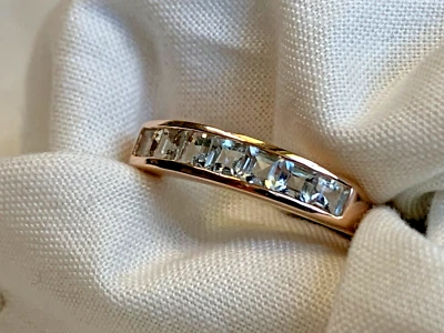 Anillo Oro Amarillo 10K 2.35g Joyería Fina Talla 7.25 Banda Piedras Azul Bebé *LEER* Foto 1 de 4