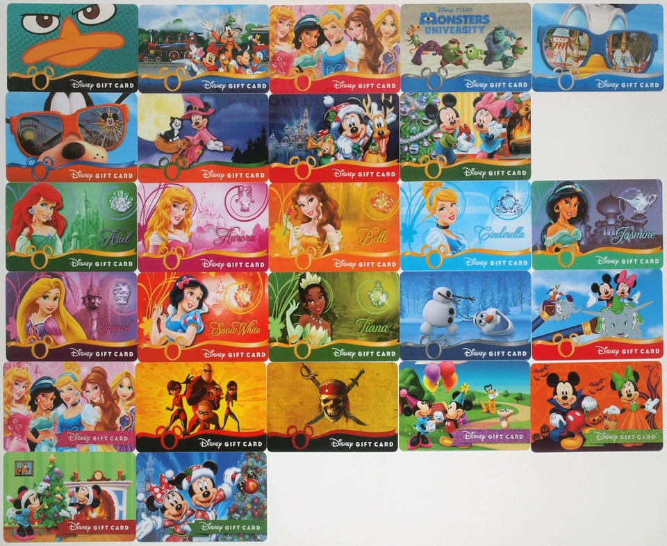 26 Disney Gift Cards 2013-2014: Princesses, Monsters Univ., Halloween, Christmas - Image 1 of 3