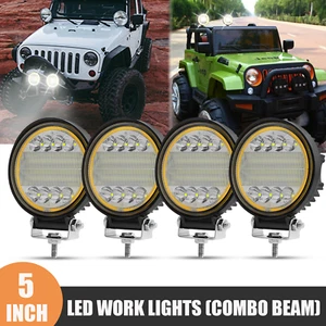 5 inch 200W Round LED Work Lights 4PCS Spot Flood Offroad Driving Fog Amber Lamp - Picture 1 of 14