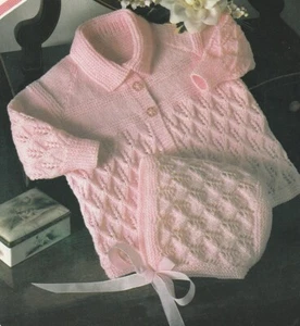 Baby Knitting Pattern 3 Ply Copy Matinee Jacket and Bonnet 46-51 cms - Picture 1 of 1