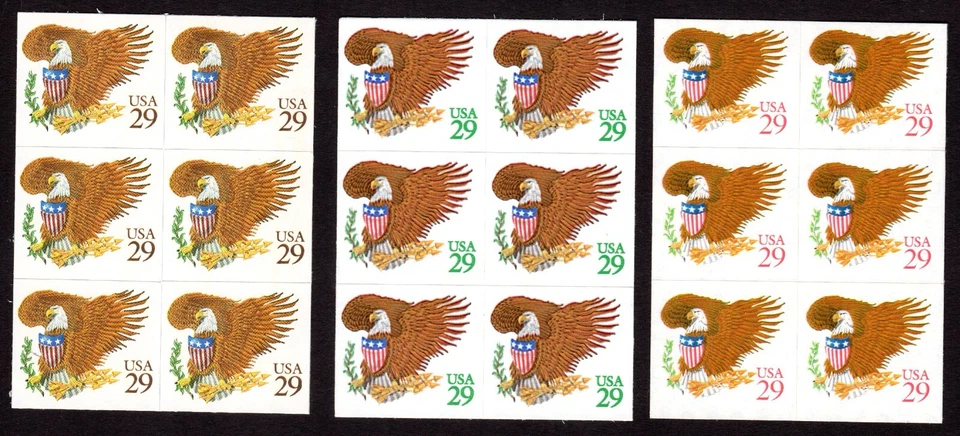 Scott #2595a-2596a-2597a Eagle & Shield (3) Blocks of 6 Stamps - MNH - Image 1 of 1