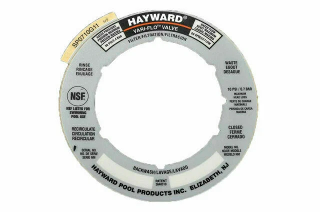 Hayward SPX0710G label plate replacement for multiport valve