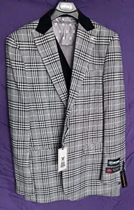 Stacy Adams Hahnentritt kariert schwarz weiß 3-teiliger Anzug 38 L $ 399 unverbindliche Preisempfehlung des Herstellers neu mit Etikett - Bild 1 von 12