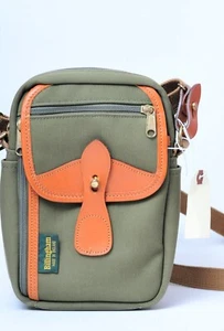 Billingham Stowaway Compact Camera Bag Olive Army Green Canvas, Tan Leather Trim - Picture 1 of 7