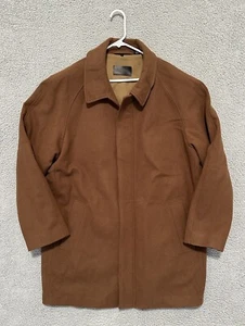Alfani Coat Mens XL Brown Button Up 100% Pure New Wool Woolmark Heavyweight - Picture 1 of 12
