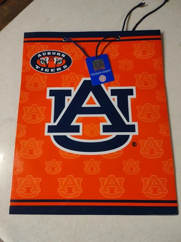 New Officially Licensed Auburn Tigers Team Logo Large Gift Bag 12" x 15" Cover