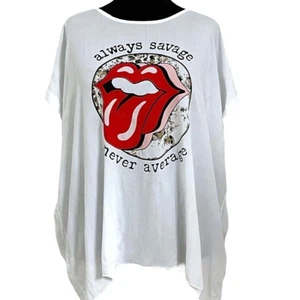 T-shirt Made in Italy taglia 46 48 50 bianca con lingua rossa manica corta - Foto 1 di 3