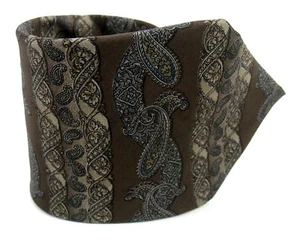 Halston - Corbata para hombre - Diseño de cachemira Cuello Marrón - 100% Seda Italiana - Imagen 1 de 5