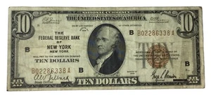 1929 10 $ New York New York Federal Reserve Schein # - Bild 1 von 2
