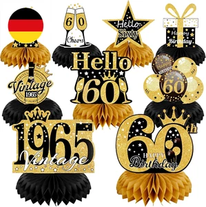 60 Geburtstag Mann Deko, 9 Stück, 60er Geburtstag Deko Schwarz Gold, 1965 Tischd - Bild 1 von 7