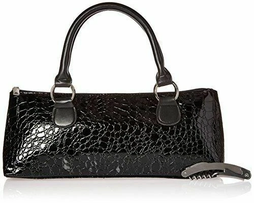 PrimeWare Insulated Wine Clutch Bag W/ Corkscrew Black Croc Purse Lunchbag