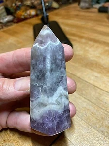 Amethyst Banded Chevron Crystal Gemstone Six Sided Tower Point Specimen 784 - Picture 1 of 12