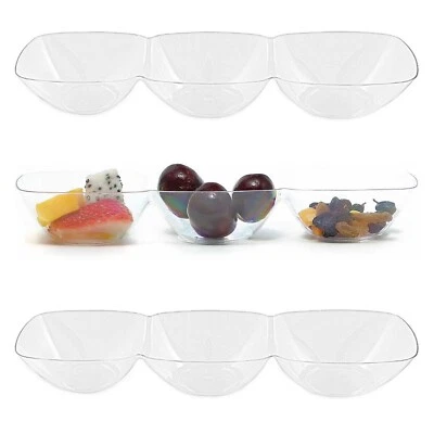 透明长方形一次性塑料重型 3 孔迷你塑料碗 240 件 — 第 1/4 张图片