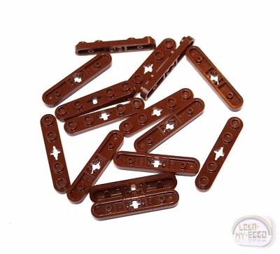 LEGO Technic - 15 x Plate w/ Round Ends & Axle Hole, 1x5 - Red Brown - New, EV3 - Image 1 of 4