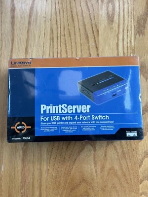 Linksys PrintServer For USB With 4-Port Switch PSUS4 New Sealed - Image 1 of 4