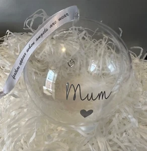 feather filled memory bauble with charm- personalised - Picture 1 of 4