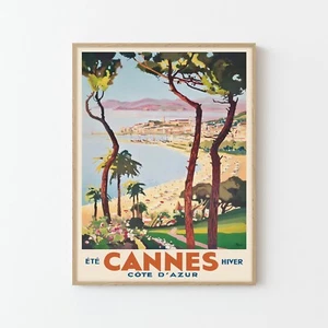 Cannes Cote d Azur France Vintage Travel Poster Art Print | Home Decor - Picture 1 of 6