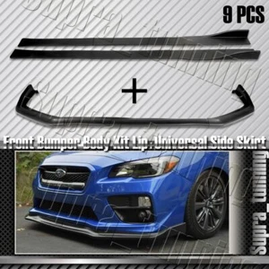 FIT 2015-2021 SUBARU WRX STI BLACK FRONT Bumper LIP + Side Skirt Rocker Splitter - Picture 1 of 9