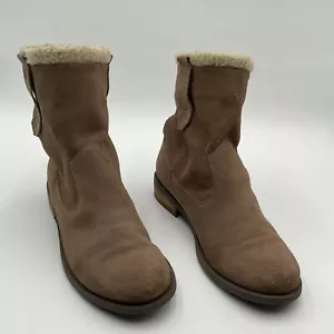 Sole Society Boots Women's Size 9 Brown Suede Leather Verona Shearling Trim - Picture 1 of 23