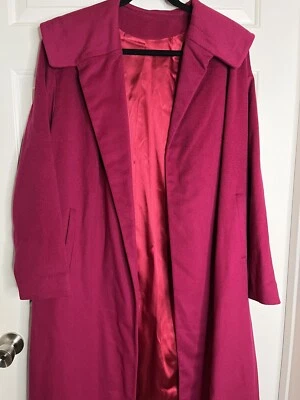 Gabardina vintage Mary Lane para mujer 100 % lana magenta vibrante Foto 1 de 4