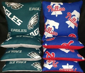 Set Of 8 Philadelphia Eagles Phillies Cornhole Bean Bags FREE SHIPPING - Picture 1 of 5