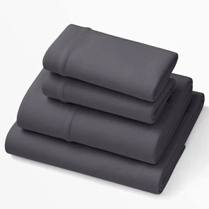 PURPLE stormy gray SoftStretch bamboo sheet set TWIN NEW - Picture 1 of 7