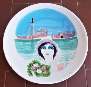 Piatto ceramica RENATO BORSATO Venezia - L'ANTICA DERUTA 31 cm artista - Picture 1 of 3