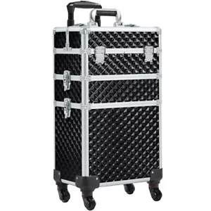 Rolling Makeup Train Case 3 in 1 Professional Cosmetic Case Trolley on Wheels - Picture 1 of 12
