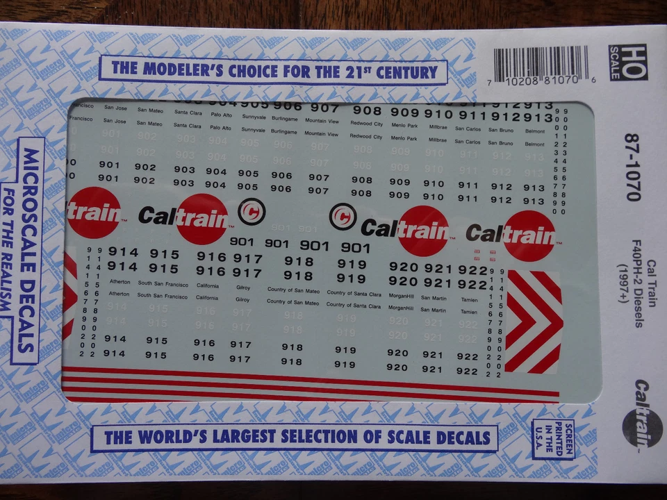 Microscale Decal HO  #87-1070 Cal Train Diesel - F40PH-2 - Red Dot Scheme - Image 1 of 1