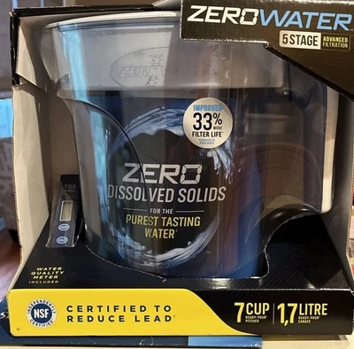 NEW Zero Water 5-Stage Water Filter Pitcher 7-Cups ZP007RP OEM With Meter - Image 1 of 4