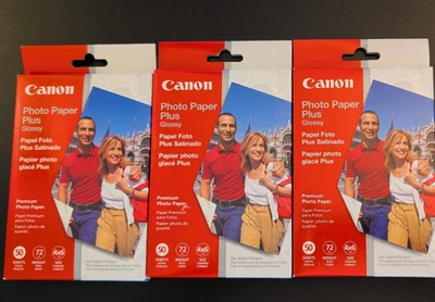 NEW Canon Photo Plus Glossy Premium Photo Paper - 50 Sheets - 4x6 in. Set Of 3 - Image 1 of 2