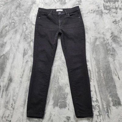 Pantalones de mezclilla elásticos Ann Taylor LOFT para mujer 27/4 negros modernos pierna ajustada tiro bajo Foto 1 de 4