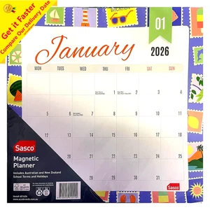 2026 Calendar Sasco Moda 315x325mm Magnetic Wall Summer ACCO 401626 - Picture 1 of 7