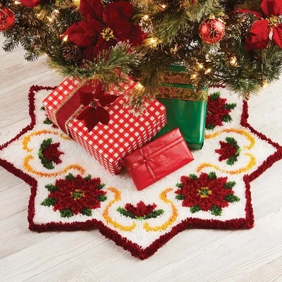 Herrschners® Poinsettia Star Tree Skirt Latch Hook Kit - Image 1 of 3