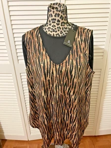 JL Jules & Leopold Top 2X Animal Print V Neck Sleeveless  NWT - Picture 1 of 7