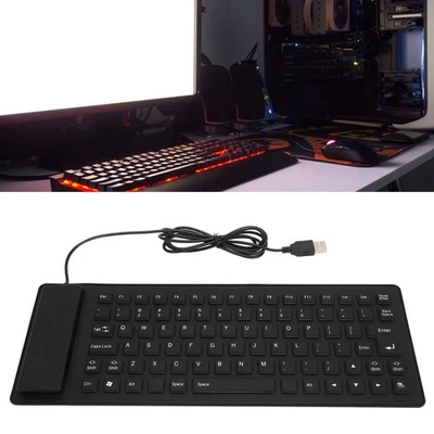 Kompakte Faltbare Silikon-Tastatur Leise USB-Gekabelt Wasserdicht Flexibel Für - Bild 1 von 4