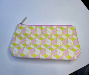 Borsa trucco Clinique rosa verde cosmetica bellezza viaggio nuova senza etichette geometrica 9 1/2" - Foto 1 di 12