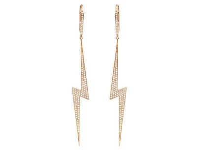 Pendientes de aro colgantes de rayo de diamantes reales de oro rosa de 14 quilates de 2,75" 0,67 quilates Foto 1 de 4